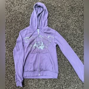 BDG Lavender Hooded Zip Sweatshirt with Chest Label